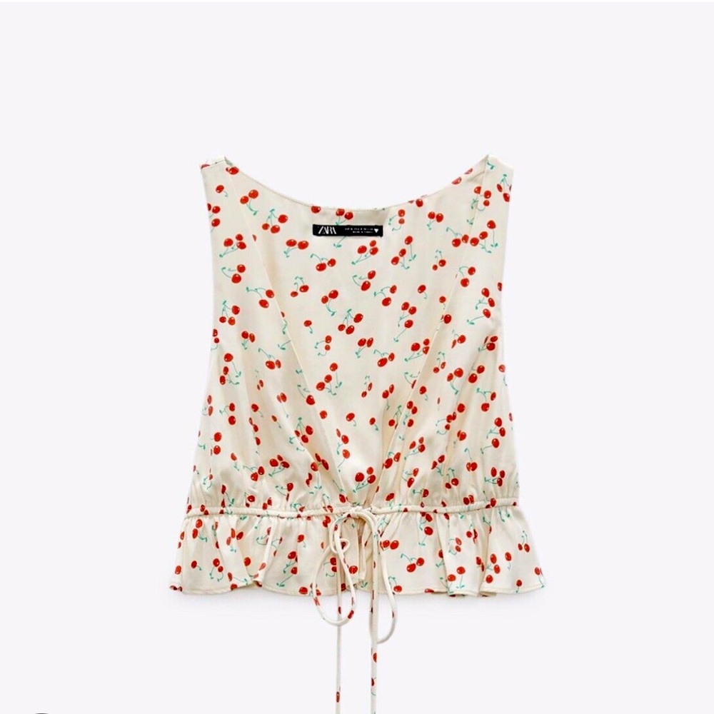 🍒 New Zara Cherry Satin Effect Print 🍒 article # 4661 / 014 / 712